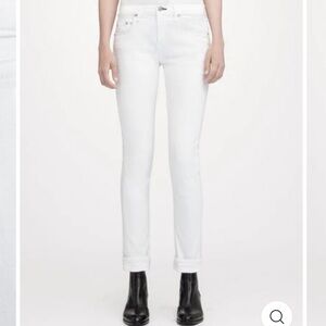 NWT  rag & bone The Dre Boyfriend Skinny in Aged Bright White Size 24